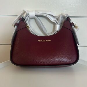 NWT MICHAEL KORS WILMA SMALL CROSSBODY IN DARK CHERRY LEATHER
